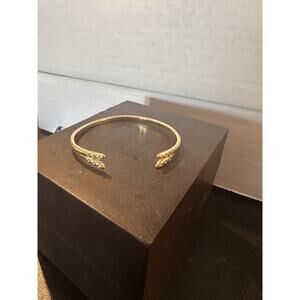 Elegant Michelle Campbell 14k Gold Plated Cuff Bracelet with White Pavé Stones